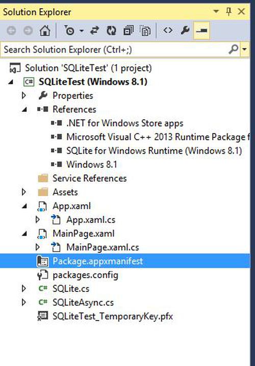 Package appxmainfest in soluction explorer